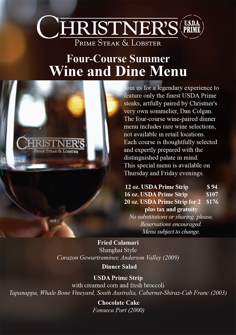 Summer Wine and Dine Four-Course - August Menu